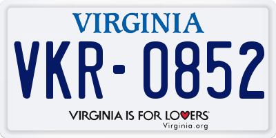 VA license plate VKR0852