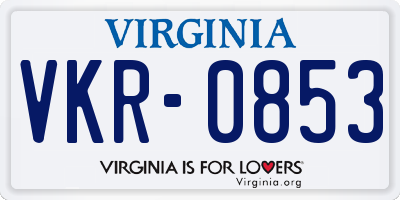 VA license plate VKR0853