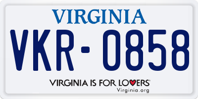 VA license plate VKR0858