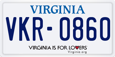 VA license plate VKR0860