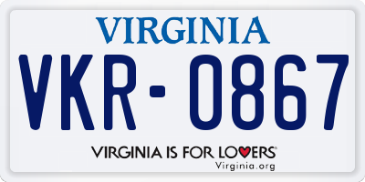 VA license plate VKR0867