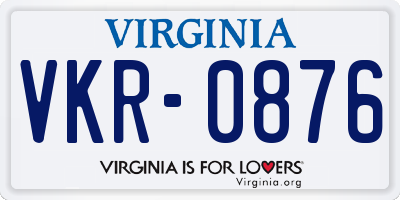 VA license plate VKR0876