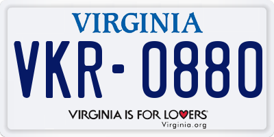 VA license plate VKR0880
