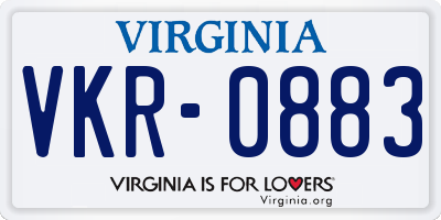VA license plate VKR0883