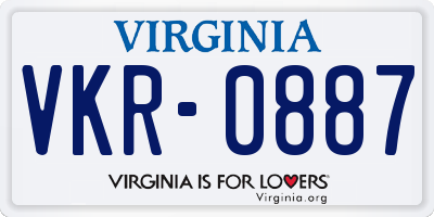 VA license plate VKR0887