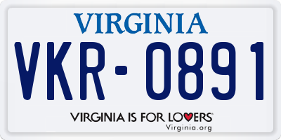 VA license plate VKR0891