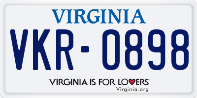 VA license plate VKR0898