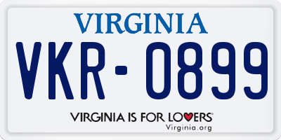 VA license plate VKR0899