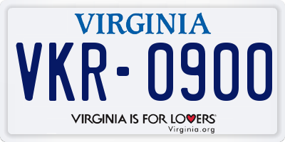 VA license plate VKR0900