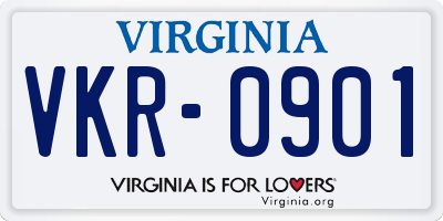 VA license plate VKR0901