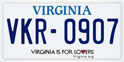 VA license plate VKR0907