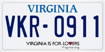 VA license plate VKR0911