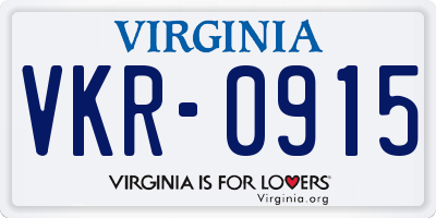 VA license plate VKR0915