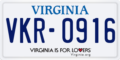 VA license plate VKR0916
