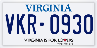 VA license plate VKR0930