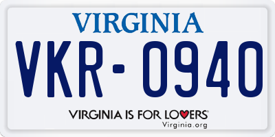 VA license plate VKR0940