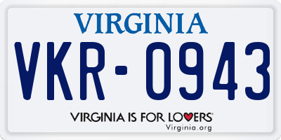 VA license plate VKR0943