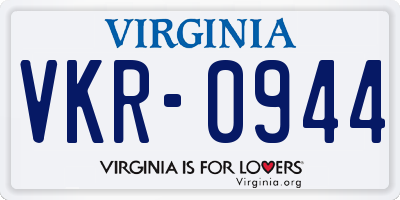 VA license plate VKR0944