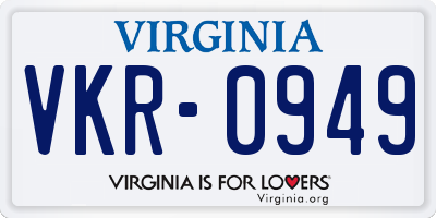 VA license plate VKR0949