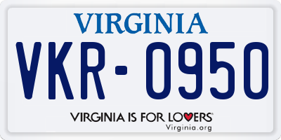 VA license plate VKR0950