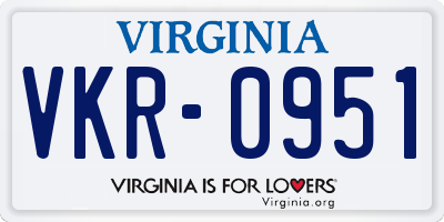 VA license plate VKR0951