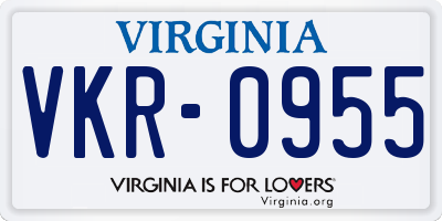 VA license plate VKR0955
