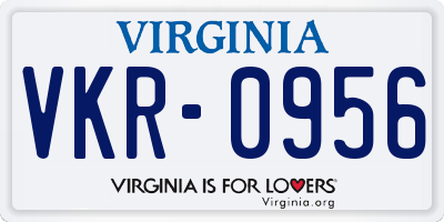 VA license plate VKR0956