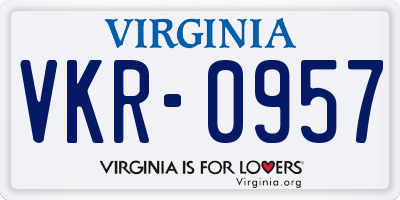 VA license plate VKR0957