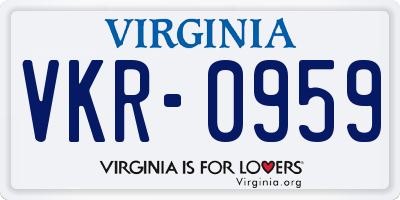 VA license plate VKR0959