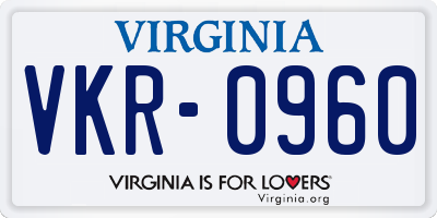 VA license plate VKR0960