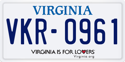 VA license plate VKR0961