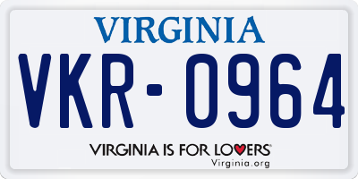 VA license plate VKR0964