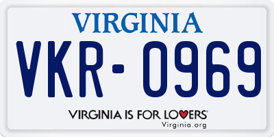 VA license plate VKR0969
