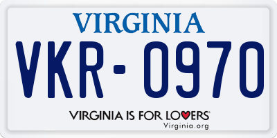VA license plate VKR0970