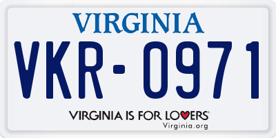 VA license plate VKR0971