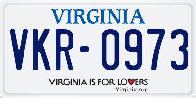 VA license plate VKR0973