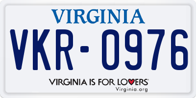 VA license plate VKR0976