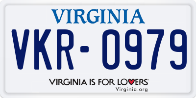 VA license plate VKR0979