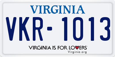 VA license plate VKR1013