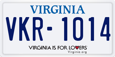 VA license plate VKR1014