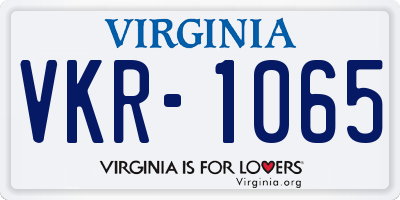 VA license plate VKR1065
