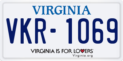 VA license plate VKR1069