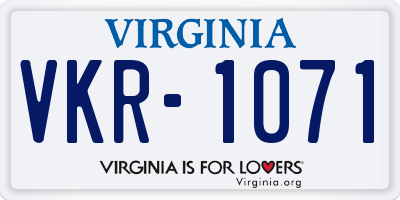 VA license plate VKR1071