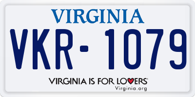 VA license plate VKR1079