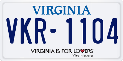 VA license plate VKR1104