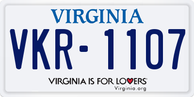 VA license plate VKR1107