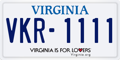 VA license plate VKR1111