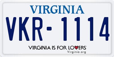 VA license plate VKR1114