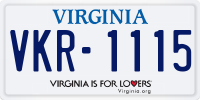 VA license plate VKR1115