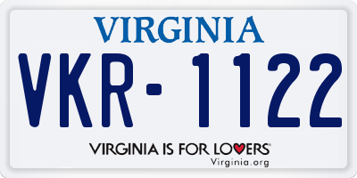 VA license plate VKR1122
